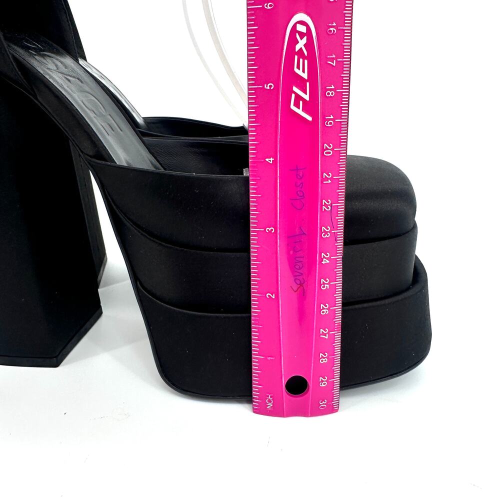 NIB Versace Aevitas Platform Pumps EU 37 US 7 Black Satin Crystal $1,575 - Picture 12 of 14